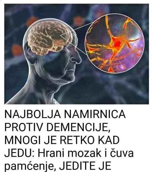NAJBOLJA NAMIRNICA PROTIV DEMENCIJE, MNOGI JE RIJETKO KAD JEDU- Hrani Mozak I Čuva Pamćenje, Uzimajte Jednom Sedmično! NAJBOLJA NAMIRNICA PROTIV DEMENCIJE